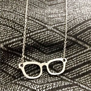 Vintage Silver Glasses Pendant Necklace